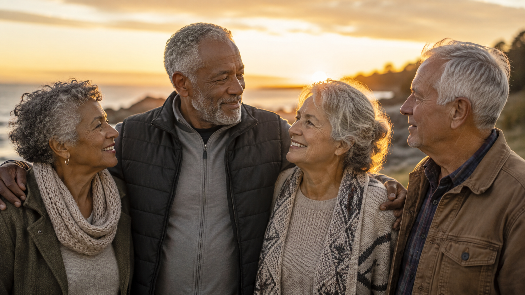 Older adults sharing friendship and support